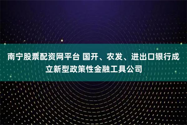南宁股票配资网平台 国开、农发、进出口银行成立新型政策性金融工具公司