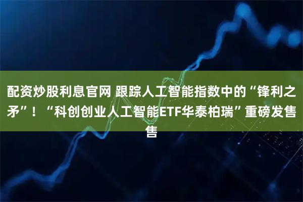 配资炒股利息官网 跟踪人工智能指数中的“锋利之矛”！“科创创业人工智能ETF华泰柏瑞”重磅发售
