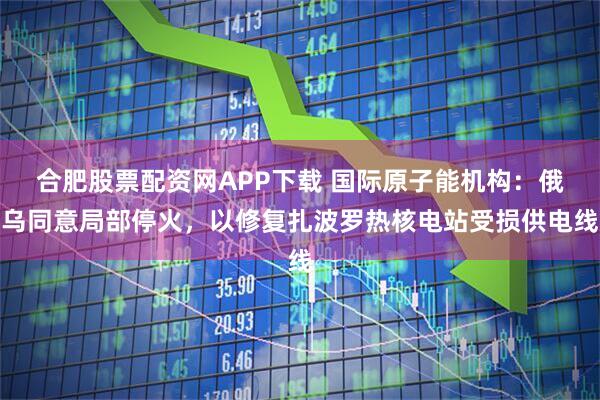 合肥股票配资网APP下载 国际原子能机构：俄乌同意局部停火，以修复扎波罗热核电站受损供电线