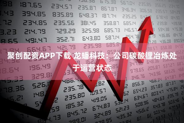 聚创配资APP下载 龙蟠科技：公司碳酸锂冶炼处于运营状态