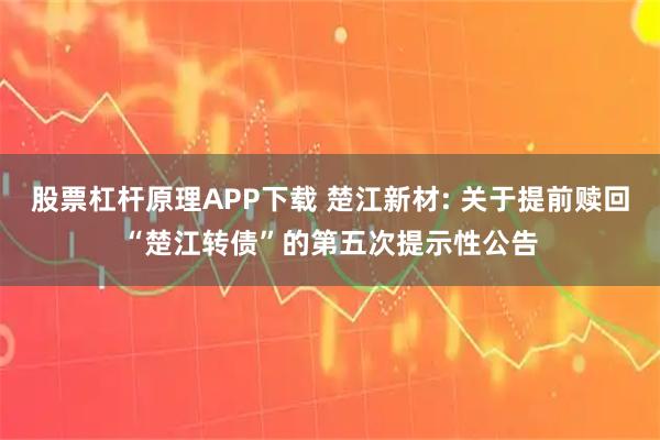 股票杠杆原理APP下载 楚江新材: 关于提前赎回“楚江转债”的第五次提示性公告